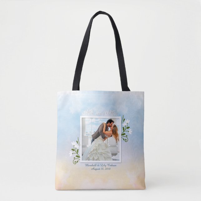 Bolsa Tote Elegante adicione sua própria sacola do casamento (Frente)