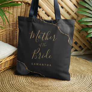 Bolsa Tote Elegante Ágata Dourada Preta Mãe da Noiva