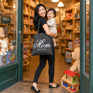 Bolsa Tote Elegante Ano de Estabelecimento da Mamãe Letra Bra