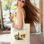 Bolsa Tote Elegante aplaude vinho com aquarela<br><div class="desc">Elevem seu chá de panela com o Elegante Cheers to Love Wine-Themed Watercolor Tote Bag, mostrando um design de na moda a aquarela e uma caligrafia de moda. Esta bolsa é um chá de panela ideal ou um favor de casamento, talhado para comemorações de vinhos ou saraus de vinhas. Oferecendo...</div>