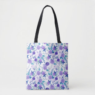 Bolsa Tote Elegante Aquarela Buquê Floral Puro  