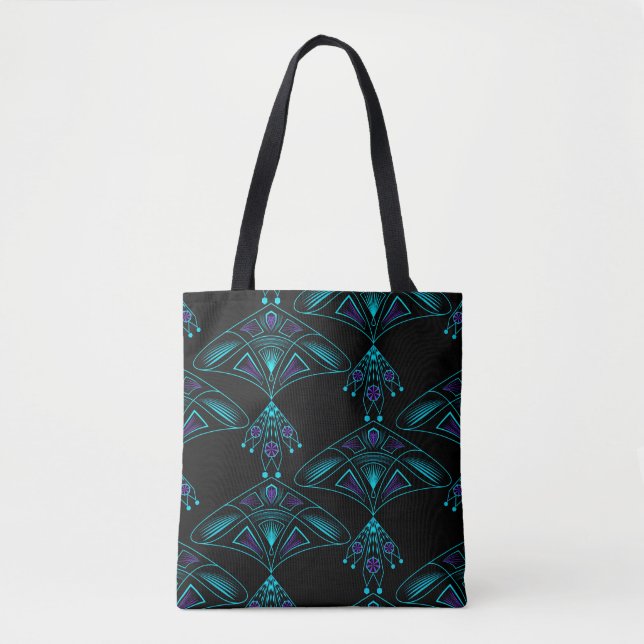 Bolsa Tote Elegante arte negra deco abstrato joalharia elema  (Frente)