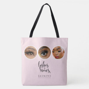 Bolsa Tote Elegante Artista de Cílios e Sobrancelhas Rosa Beg