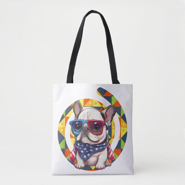 Bolsa Tote Elegante Azul Padrão Floral Cerâmica (Frente)