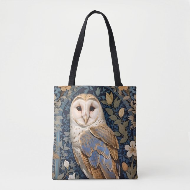 Bolsa Tote Elegante Barn Owl William Morris Inspirou Floral (Frente)