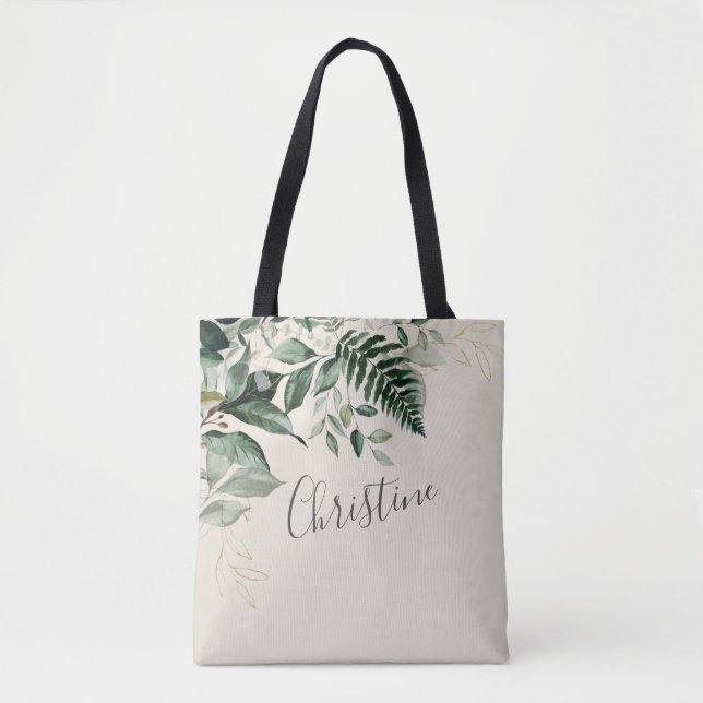 Bolsa Tote Elegante Beige Watercolor (Frente)