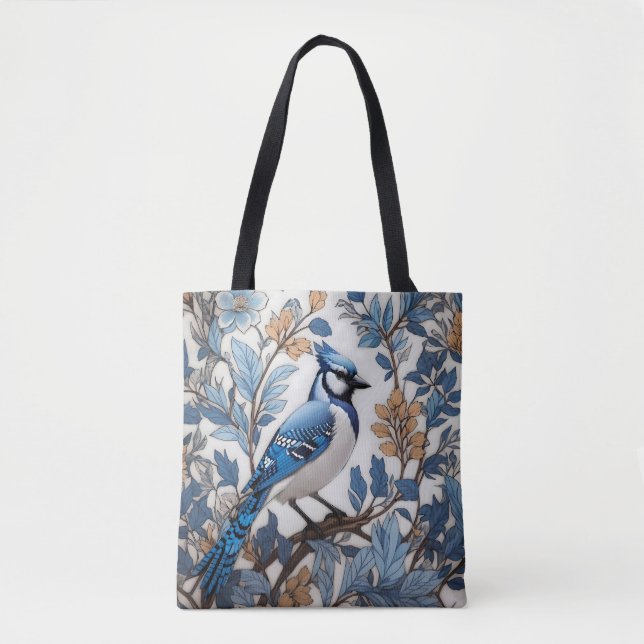 Bolsa Tote Elegante Blue Jay William Morris Inspirou (Frente)