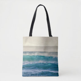 Bolsa Tote Elegante Blue Ocean Waves Acrylic Trabalho de arte