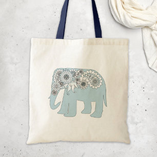 Bolsa Tote Elegante Blue Paisley Elephant