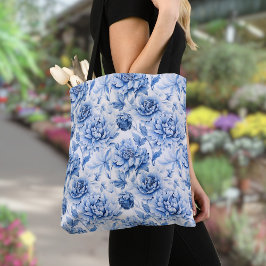 Bolsa Tote Elegante Blue Toile de Jouy