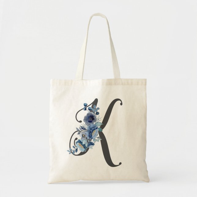 Bolsa Tote Elegante Blush e Borgonha Floral Monograma Inicial (Frente)