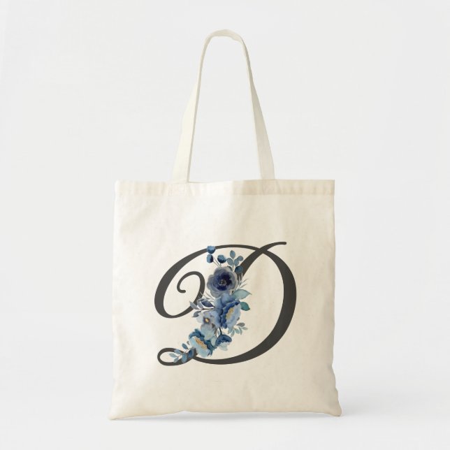 Bolsa Tote Elegante Blush e Borgonha Floral Monograma Inicial (Frente)