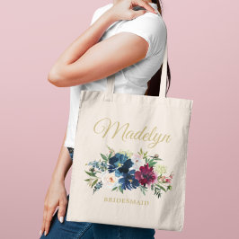 Bolsa Tote Elegante Blush e Burgundy Floral Monograma