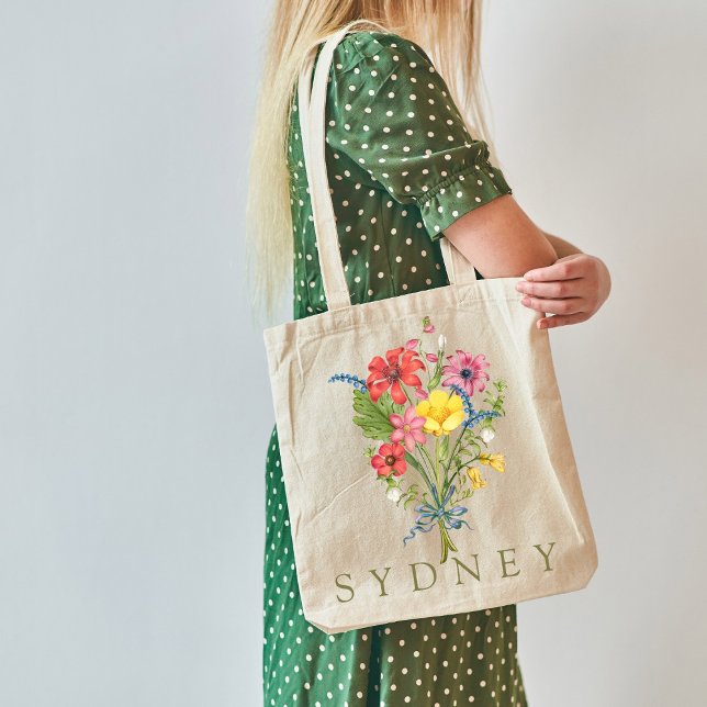 Bolsa Tote Elegante Boho Floral Wildflower (Criador carregado)