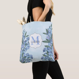 Bolsa Tote Elegante Botânico Floral do Monograma Personalizad
