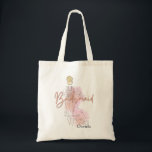 Bolsa Tote Elegante Bridesmaid<br><div class="desc">A design apresenta a silhueta de uma marmita elegante em uma matiz cor-de-rosa macio,  destacada com uma bela abertura de aquarela. A combinação cria uma ambição romântica e graciosa,  perfeita para dar o tom de um casamento sonhador. Marcas:</div>