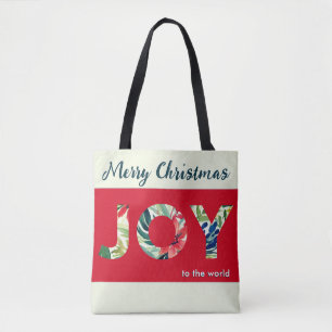 Bolsa Tote Elegante Brilho Alegria Para o Mundo Feliz Natal
