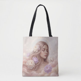 Bolsa Tote Elegante Buquê Floral com Borboletas Delicadas