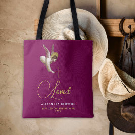 Bolsa Tote Elegante Burgundy Dourado Love Angel Calliografia