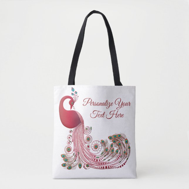 Bolsa Tote Elegante Burgundy Peacock Personalizado (Frente)