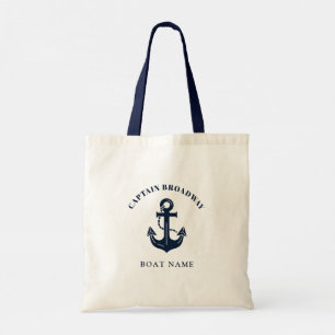 Bolsa Tote Elegante Capitão Náutico e Nome do Barco