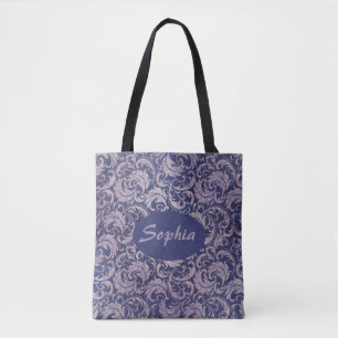 Bolsa Tote Elegante Cor damasco roxa