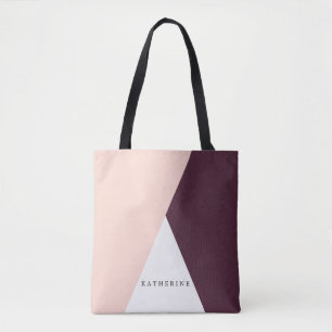 Bolsa Tote Elegante coram o rosa & os triângulos geométrico