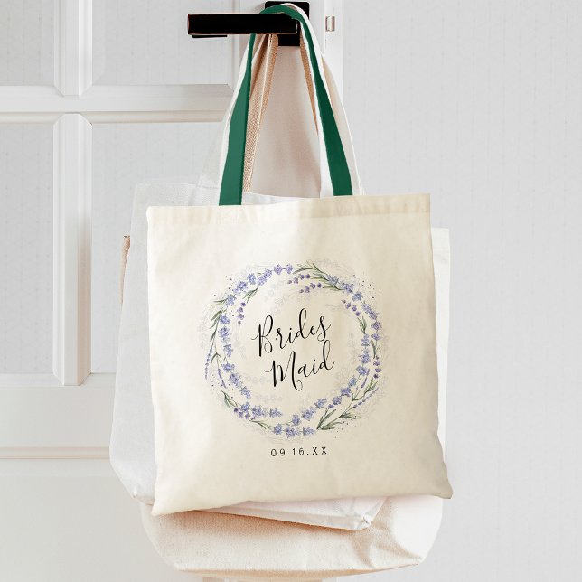 Bolsa Tote Elegante Coroa de Lavanda Dama de Honra (Elegant Lavender Wreath Bridesmaid Tote Bag)