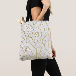 Bolsa Tote Elegante deleite de folha terrosa dourada