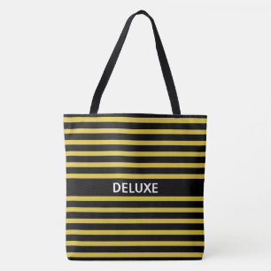 Bolsa Tote Elegante Deluxe em Preto e Ouro Strike