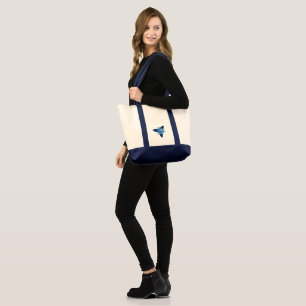 Bolsa Tote Elegante design azul monocromático floral