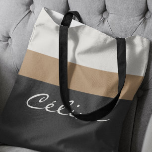 Bolsa Tote Elegante Design de Listras Personalizado Premium