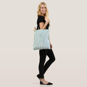 Bolsa Tote elegante design de mármore líquido pintado à mão c