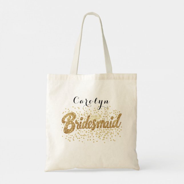 Bolsa Tote Elegante Dourada Bridesmaid (Verso)