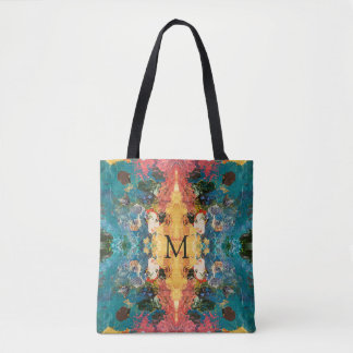 Bolsa Tote Elegante Dourado Abstrato de Teal Rosa