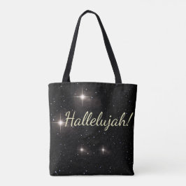 Bolsa Tote Elegante Dourado "Aleluia!" Feriado Negro Starry