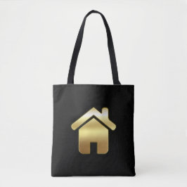 Bolsa Tote Elegante Dourado House Símbolo Real Estate Design