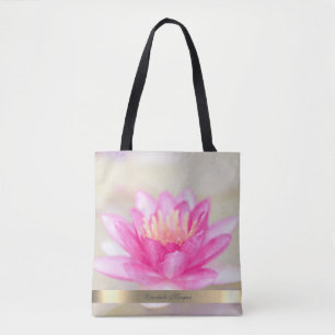 Bolsa Tote Elegante Dourado, Lotus, Yoga