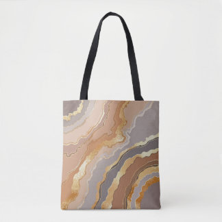 Bolsa Tote Elegante Dourado Marble: Fundo Estilizado.