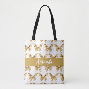 Bolsa Tote Elegante Dourado Nome do Padrão Manteiga