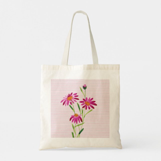 Bolsa Tote Elegante Einkaufstasche mit rosa Blumen (Verso)