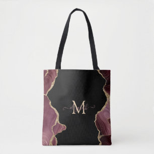 Bolsa Tote Elegante Estilo Dourado Brilho Burgundy Ágata Banh