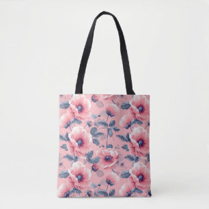 Bolsa Tote Elegante Estiloso Fofo Boho Rosa Botânico Floral
