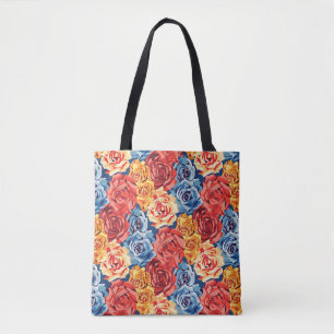 Bolsa Tote Elegante Estiloso Fofo Roxo Botânico Floral Rosas