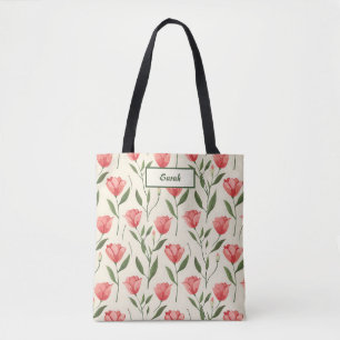 Bolsa Tote Elegante Estiloso Lindo Modelo de Tulipa Rosa