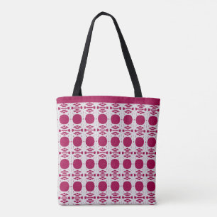 Bolsa Tote Elegante Estiloso Padrão Oval Prata e Burgundy