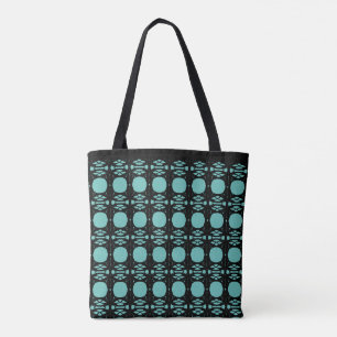 Bolsa Tote Elegante Estiloso Preto e Azul Oval Padrão