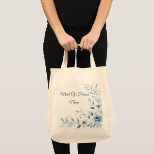 Bolsa Tote Elegante Festa Floral Azul Nupcial
