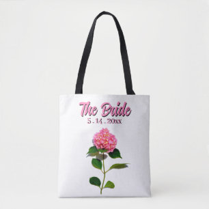 Bolsa Tote Elegante flor de hortênsia rosa