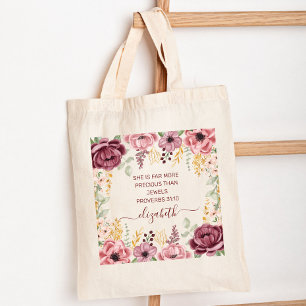 Bolsa Tote Elegante flor rosa pastel Provérbios 31